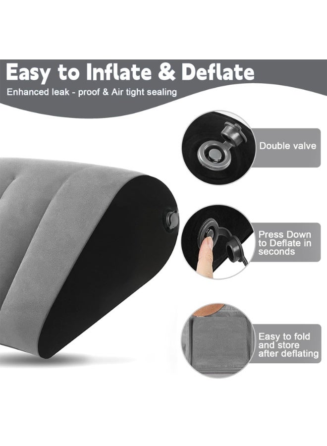 CHIYLE Inflatable Leg Elevation Pillow Grey Portable Bed Wedge Cushion for Sleeping Travel Recovery Comfortable Support for Legs Back Swelling Relief - Image 2